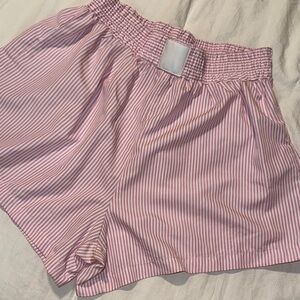 Pink Striped Elastic Waist Women’s Shorts